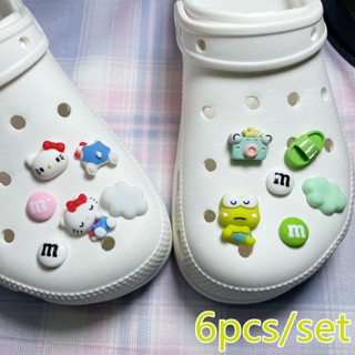 กระดุมติดรองเท้า ลายการ์ตูนกบ Keroppi KT อุปกรณ์เสริม 6 ชิ้น ต่อชุด