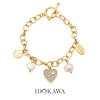 Idokawa สร้อยข้อมือ ประดับไข่มุกธรรมชาติ ปรับได้ เครื่องประดับ สําหรับผู้หญิง ภรรยา BL3003YW