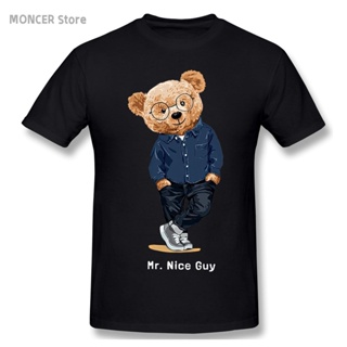 เสื้อยืด พิมพ์ลายการ์ตูน Mr Nice Guy Teddy Bear สไตล์ฮิปฮอป แฟชั่นสําหรับผู้ชาย และคู่รักสามารถปรับแต่งได้_02