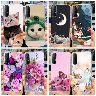 เคสโทรศัพท์มือถือ ซิลิโคนนิ่ม ใส ลายการ์ตูนแมวนักบินอวกาศน่ารัก CPH2043 สําหรับ OPPO Reno3 Pro 4G Reno 3