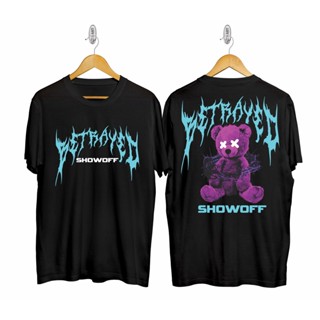 เสื้อยืด ผ้าฝ้าย พิมพ์ลาย Showoff TEDDY BEAR PURPLE BETRAYED DISTRO สําหรับผู้ชาย และผู้หญิง_01