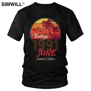 Retro Vintage 1991 T Shirt Mens Casual Short Sleeves Cotton T Shirts O-neck Born in June Birthday Gifts T-Shirt Des_03