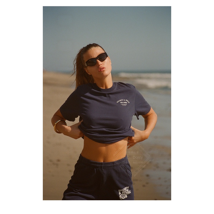 Sportyrich เสื้อยืด คอกลม พิมพ์ลายตัวอักษร ทรงหลวม สไตล์สตรีท ฤดูร้อน - รูปที่ 3