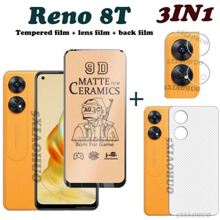 (3 In 1) Reno 8T 8Z 8 Pro 5G กระจกนิรภัยเซรามิก ป้องกันหน้าจอ + ฟิล์มกล้อง + ฟิล์มด้านหลัง สําหรับ Reno8 T ฟิล์มเซรามิค นิ่ม