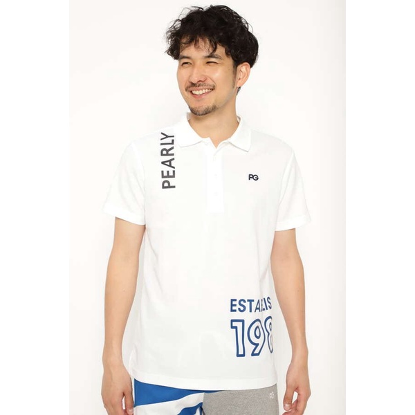 PEARLY GATES Golf เสื้อโปโลแขนสั้นผู้ชายพิมพ์ลาย PG
