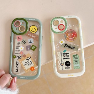 【ใหม่】เคสโทรศัพท์มือถือ Tpu อะคริลิค ลายดอกไม้หน้ายิ้ม สําหรับ iPhone 11 12 13 14 Series