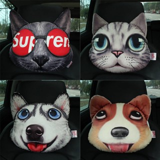 3D Cat Husky Cartoon Car Headrest Car Pillow Neck Pillow Cute Creative Car Accessories Seat Pillow i26k