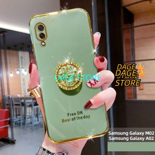 เคสโทรศัพท์มือถือ TPU แบบนิ่ม ชุบไฟฟ้า ประดับคริสตัล วิบวับ สําหรับ Samsung Galaxy M02 A02