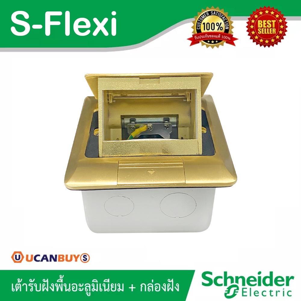 Schneider Pop up เต้ารับฝังพื้นทองเหลืองพร้อมกล่องฝัง ไม่รวมอุปกรณ์ภายใน รุ่น S-Flexi รุ่น E227F_BAS