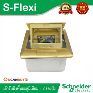 Schneider เต้ารับฝังพื้นทองเหลือง Floor Sockets อลูมิเนียม พร้อมกล่องฝัง ไม่รวมอุปกรณ์ภายใน รุ่น Flexi รุ่น E227F_BAS