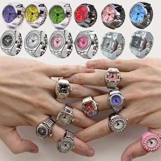 แหวนนาฬิกาข้อมือควอตซ์ ยืดหยุ่น สไตล์พังก์ ฮิปฮอป วินเทจ เคร…