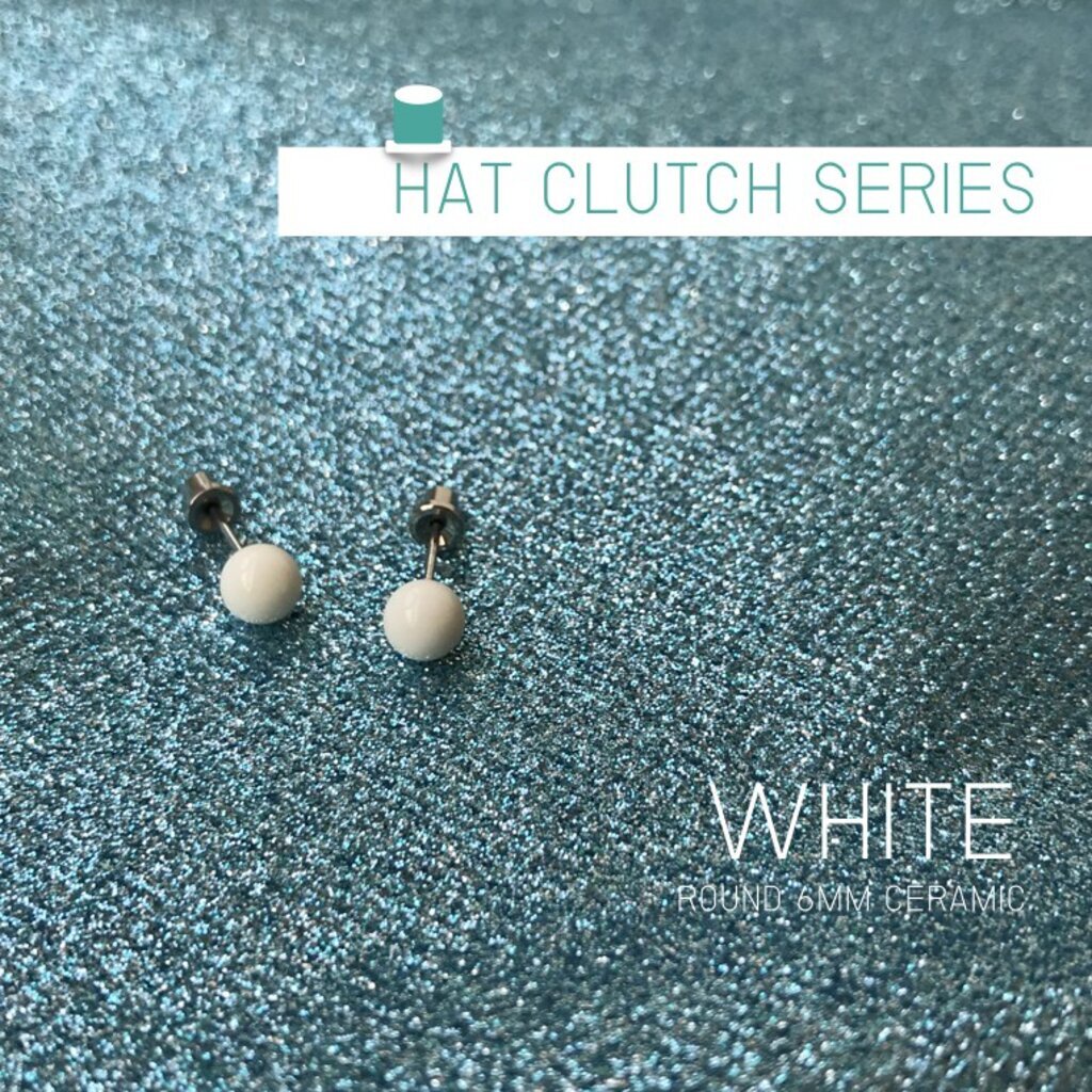 เฉพาะต่างหูสำหรับผิวแพ้ง่ายแป้นตัน สแตนเลสเกรดการแพทย์ ปลอดภัย 100% White 6mm_ET2.3