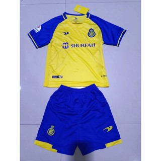 เสื้อกีฬาแขนสั้น ลายทีมชาติฟุตบอล Saudi Arabia Al Nassr 2223 ชุดเหย้า สีเหลือง สําหรับเด็ก