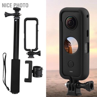 Nice photo กรอบป้องกันการตกของกล้องกีฬาพร้อมที่วางโทรศัพท์ไม้เซลฟี่สำหรับ Insta360 ONE X2