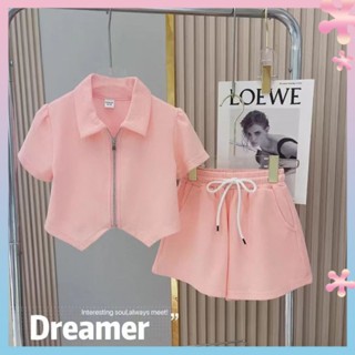 Girls summer suit 2022 new childrens summer Korean style solid color summer clothes girls Western style two-piece suit