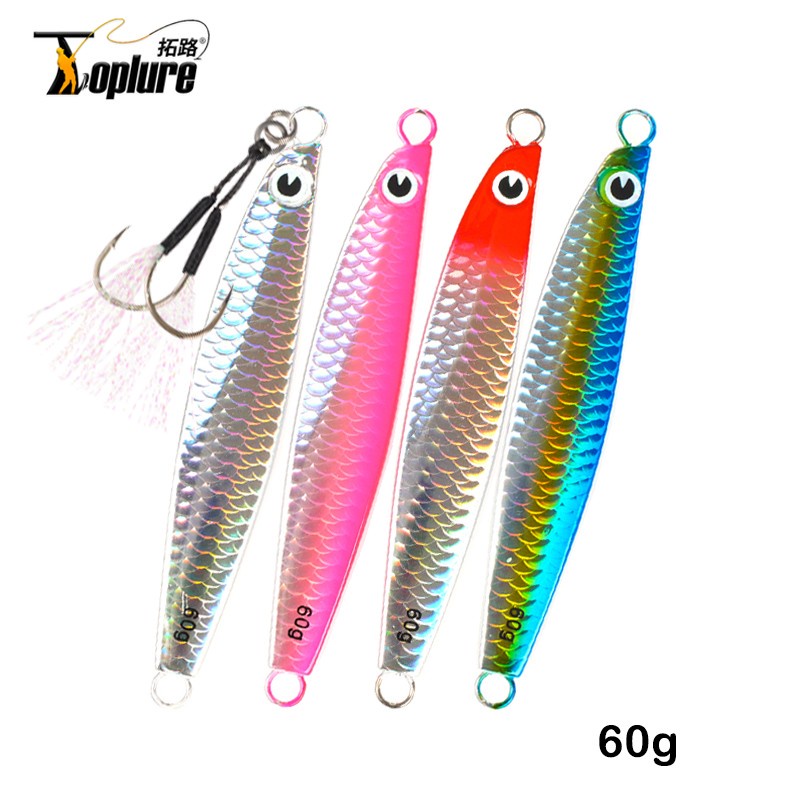 Tl 60g ช้า Jigging Lure Sinking ตกปลาน้ําเค็ม Lure จิ๊กโลหะ Assist Hooks แนวตั้งเหยื่อประดิษฐ์ช้อน