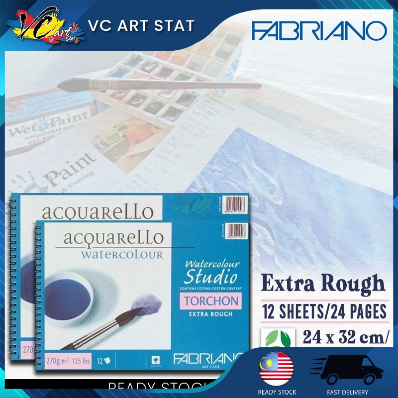 กระดาษสีน้ําแบบฉีกได้ Fabriano หยาบพิเศษ 12 แผ่น