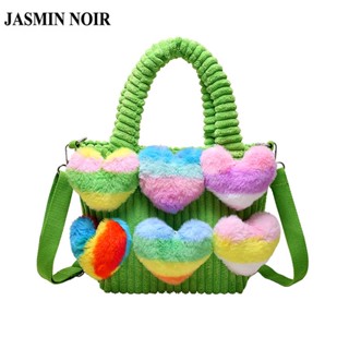 Jasmin NOIR กระเป๋าถือ กระเป๋าสะพายไหล่ ผ้าสักหลาด ลายหัวใจ สําหรับสตรี