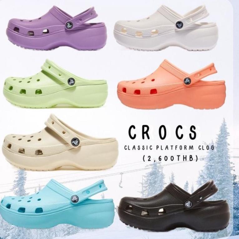 Best crocs Classic Platform clog / รองเท้าแตะผู้หญิง crocs Platform clog / crocs Platform Bae clog /