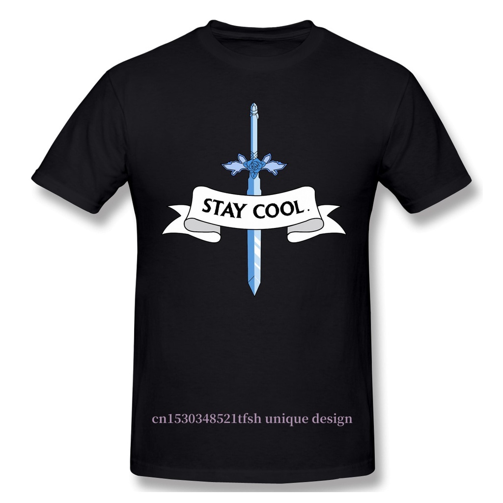 men tshirt  Sword Art Online Alicization Sao Black T-Shirt Blue Rose Stay Cool Pure Cotton Tees Hara