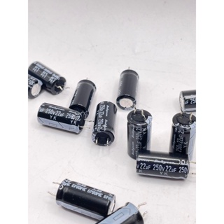 โล๊ะ ขาสั้น แพ็ค 10ตัว 22uf 250v อลูมิเนียม ตัวเก็บประจุ  Electrolytic Capacitor ขา2ขา ของใหม่ ตัดขา✅✅