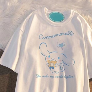 เสื้อยืด ผ้าฝ้าย 100% พิมพ์ลาย My Melody Kuromi Cinnamoroll น่ารัก สไตล์เกาหลี ญี่ปุ่น สําหรับเด็กผู้หญิง นักเรียน