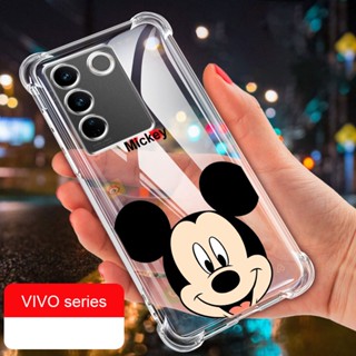 Vivo V27 Pro V27e เคสซิลิโคนใส มิกกี้เมาส์ ทนทาน เสริมมุมอากาศ กันกระแทก