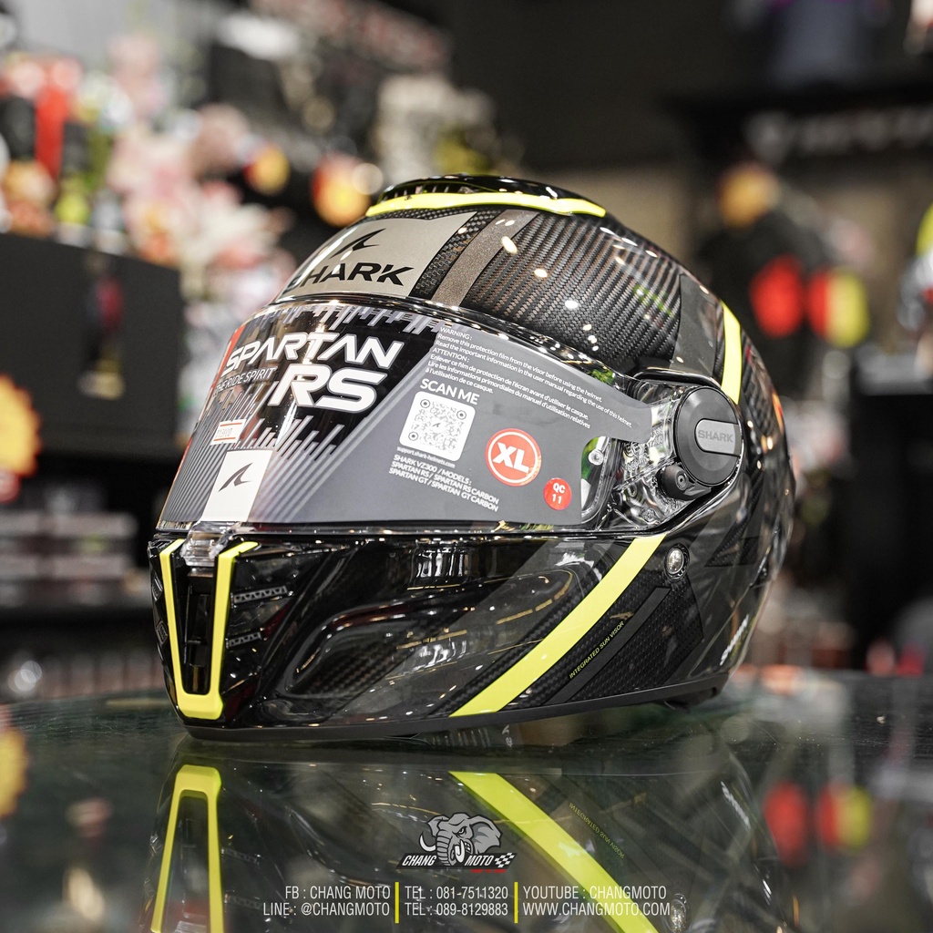 หมวกกันน็อคเต็มใบทรงสปอร์ตทั่วริ่ง  Shark รุ่น Spartan RS CARBON ลาย Carbon/Yellow/Anthracite