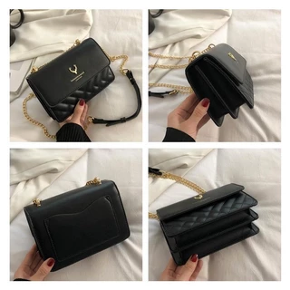 Premium FashionBAG กระเป๋าสะพายข้าง สายโซ่สีทอง วัสดุหนังPU ทนทานหรูหรา รุ่น8075