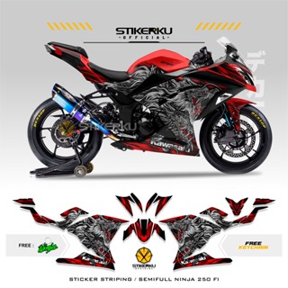 สติกเกอร์ติดตกแต่งรถจักรยานยนต์ NINJA250 FI Edition TWO DRAGON STICKER STOCK DECALS SEMIFULL 250FI NINJA 250FI Graphic 2013-2017 GRUNGE 1