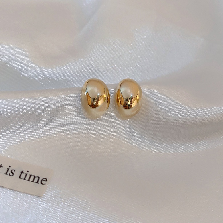 ต่างหูโลหะ รูปถั่ว เข้ากับทุกการแต่งกาย แฟชั่นเรียบง่าย - รูปที่ 5