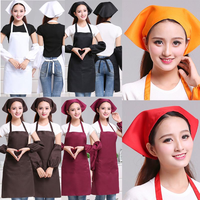 หมวกเชฟ ผ้าโพกหัว ทรงสามเหลี่ยม สีพื้น สไตล์ญี่ปุ่น สําหรับผู้หญิง ผู้ชาย ร้านอาหาร ทํางาน เบเกอรี่ คาเฟ่ พนักงานเสิร์ฟ
