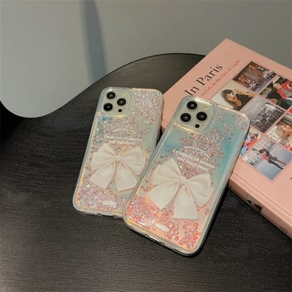 Diamond QuicksandFor iPhone 17 16 15 14 13 12 pro max Casing Girl เคสกันกระแทก Bowknot (DMB01)