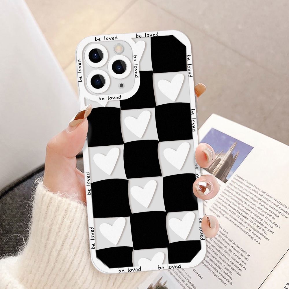 ตารางขาวดำ TPU เคสโทรศัพท์ใส OPPO A54 A74 A93 A52 A72 A92 A37 A53 Reno 6 Pro Realme C21Y C20 8 9i เค
