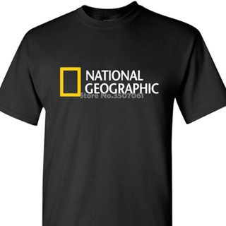 ย้อนยุค[พร้อมส่ง] เสื้อโค้ท เสื้อยืด พิมพ์ลายโลโก้ National Geographic แฟชั่นฤดูหนาว สําหรับผู้ชาย XS-6XLS-5XL