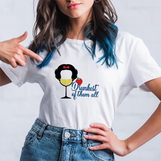 Snow White Wine Glass Princess Print Women T-Shirts Dankest Of Them All Letter T Shirts Harajuku_01