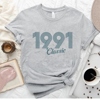 1991 Birthday T Shirt Women 1991 Birthday Party Tshirt Top Cotton Short Sleeve Letter T-shirt_03