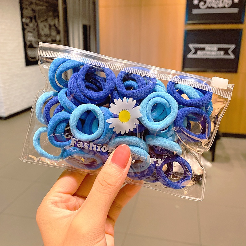 50 ชิ้น เดซี่ ขนาดเล็ก กระเป๋า ไล่ระดับ ผ้าขนหนู Scrunchie ยางรัดผมหางม้า เชือกรัดผม สาว ที่มีสีสัน