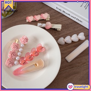Travelight| กิ๊บติดผมหน้าม้า สเตนเลส รูปหัวใจ เครื่องประดับ สําหรับนักเรียนหญิง 1 คู่