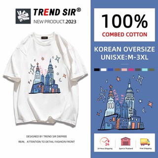 พร้อมส่ง🚀เสื้อยืด oversize cotton 100 เสื้อยืดคอกลม เสื้อยืดลายการ์ตูนไซส์ใหญ่ มี9สี M-3XL