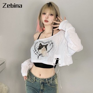 Zebina เสื้อแขนยาวผู้หญิงกันแดด + เสื้อเกาะอกชุดสองชิ้น