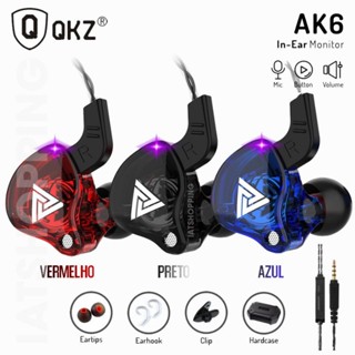 ของแท้ Qkz AK6 AK6-X หูฟังอินเอียร์ พร้อมไมโครโฟน พร้อมเบส สําหรับอัพเกรดเวทีย้อนกลับ