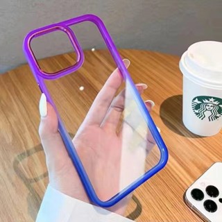 ส่งจากไทย Case OPPO A17 A17K A77 A57 Realme 9i C33 C35 เคสกันกระแทก ไล่สี ขอบนิมหลังแข็ง เคสมือถือ เคสหลังใสขอบสีทู โทน