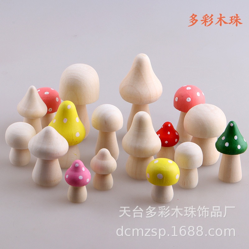 ❤Log สีไม ้ เห ็ ดสร ้ างสรรค ์ ตกแต ่ งบ ้ าน Handmade เด ็ ก diy ทาสีไม ้ เห ็ ดของเล ่ นไม ้ เนื ้ อแข ็ งเห ็ ดขนาดเล ็ กเครื ่ องประดับบ ้ าน