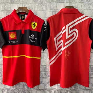 เสื้อยืดโปโล แขนสั้น ลายทีม Scuderia Ferrari f1 ขนาดใหญ่ 5xl 2022 2023