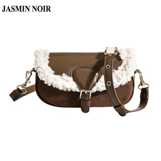 Jasmin NOIR กระเป๋าสะพายไหล่ สะพายข้าง หนัง PU ขนเฟอร์ มีตัวล็อค สําหรับผู้หญิง