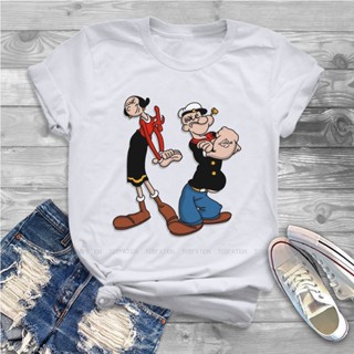 เสื้อยืดลําลอง แขนสั้น พิมพ์ลาย Olive Oy Kawaii Popeye Sailor Man สไตล์ฮาราจูกุ แฟชั่นวินเทจ สําหรับผู้หญิง_02