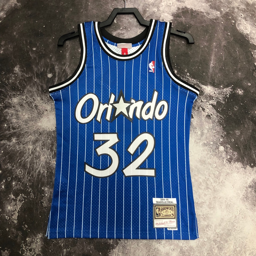 Hot Press Authentic Jersey Mens Orlando Magic Shaquille ONeal 1997-95 Mitchell Ness Blue ไม้เนื้อแข็