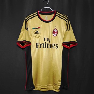 เสื้อกีฬาแขนสั้น ลายทีมชาติฟุตบอล AC Milan Two Away 2013/14 ไซส์ S-XXL AAA สไตล์วินเทจ