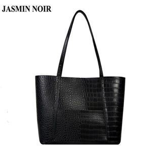 Jasmin NOIR กระเป๋าสะพายไหล่ กระเป๋าถือ ทรงโท้ท ลายหนังจระเข้ เรียบง่าย สําหรับสตรี